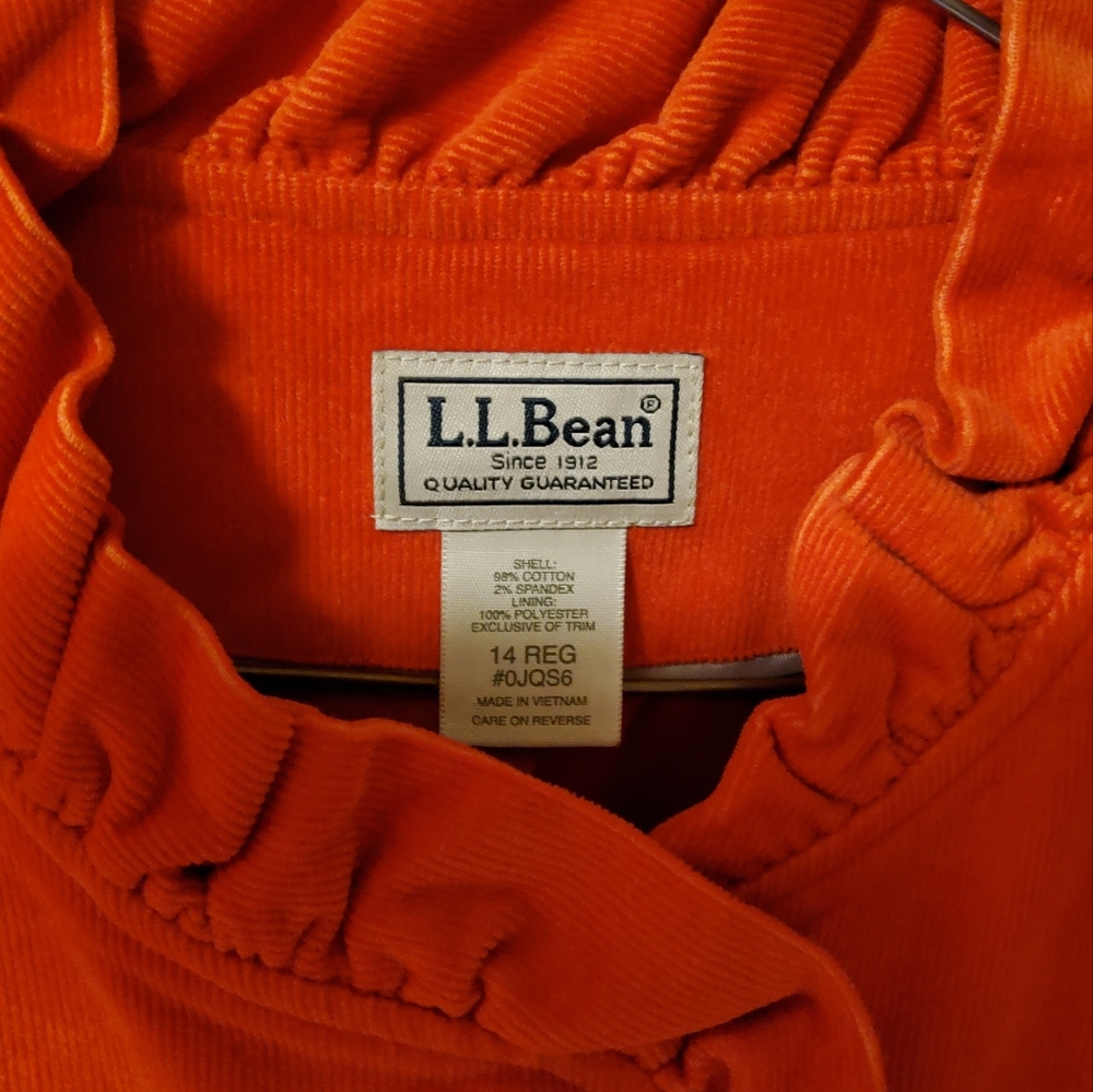 L. L. Bean Belted Tie Sash Corduroy Blazer